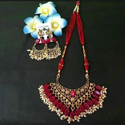 Picture of Gorgeous Party Wear Antique Silver Locket Pendant Necklace / Chain Necklace / Choker Necklace For Women / Jewelry Set For Women Necklace - Necklace For Girls - Multicolor