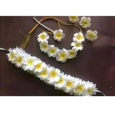Picture of Artificial Flower Gorgeous Bridal Set-White & Yellow 6pcs - Multicolor
