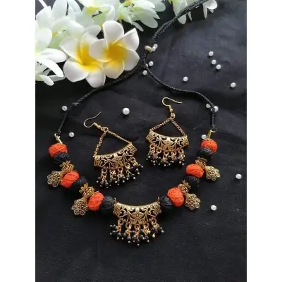 Picture of Jaypuri Traditional Antique Oxidised Choker Necklace Jewellery Set