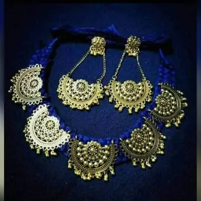 Picture of Gorgeous Party Wear Antique Silver locket Pendant Necklace / Chain Necklace / Choker Necklace for Women / Jewelry set for women Necklace - Multicolor