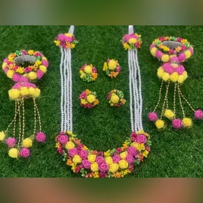 Picture of Artificial Flower Gorgeous Bridal  set - Multicolor