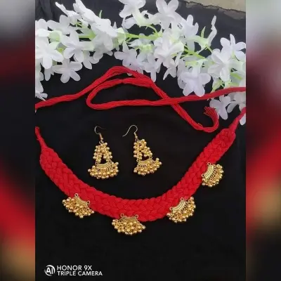 Picture of Gorgeous Party Wear Antique Silver locket Pendant Necklace / Chain Necklace / Choker Necklace for Women / Jewelry set for women Necklace - Multicolor