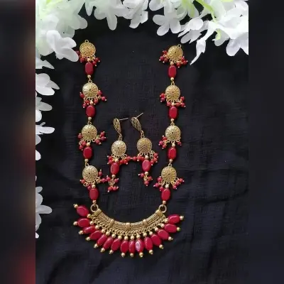 Picture of Gorgeous Party Wear Antique Silver locket Pendant Necklace / Chain Necklace / Choker Necklace for Women / Jewelry set for women Necklace - Multicolor