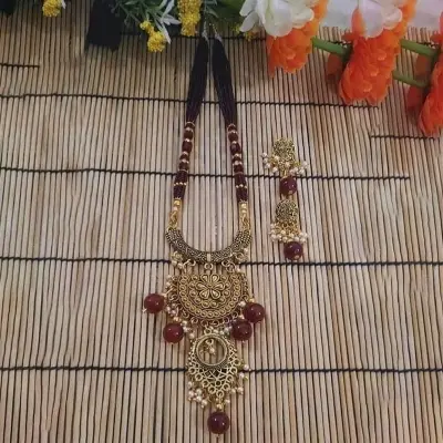 Picture of Gorgeous Party Wear Antique Silver locket Pendant Necklace / Chain Necklace / Choker Necklace for Women / Jewelry set for women Necklace