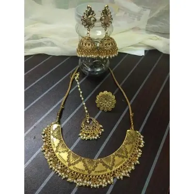 Picture of Gorgeous Party Wear Antique Silver locket Pendant Necklace / Chain Necklace / Choker Necklace for Women / Jewelry set for women Necklace - Multicolor