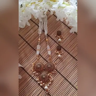 Picture of Gorgeous Party Wear Antique Silver locket Pendant Necklace / Chain Necklace / Choker Necklace for Women / Jewelry set for women Necklace - Multicolor