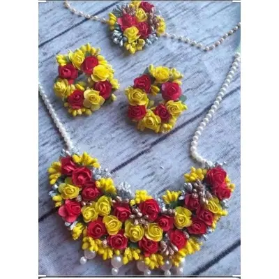 Picture of Artificial Flower Gorgeous Bridal Set-4 Piece set - Multicolor