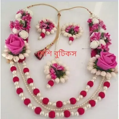 Picture of Artificial Flower Gorgeous Bridal Set-3 Piece set - Multicolor