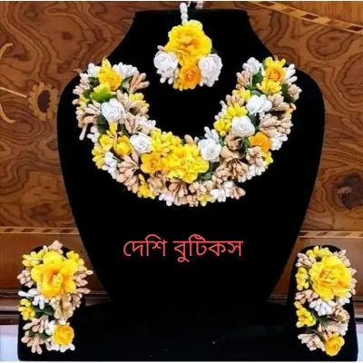Picture of Artificial Flower Gorgeous Bridal Set-5 Piece set - Multicolor