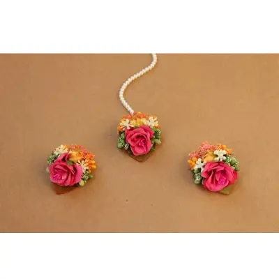 Picture of Artificial Flower Gorgeous Bridal Set3 Piece set - Multicolor
