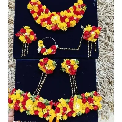 Picture of Artificial Flower Gorgeous Bridal Set 5 Piece set - Multicolor