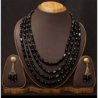 Picture of Gorgeous Party Wear Antique Silver locket Pendant Necklace / Chain Necklace / Choker Necklace for Women / Jewelry set for women Necklace - Black