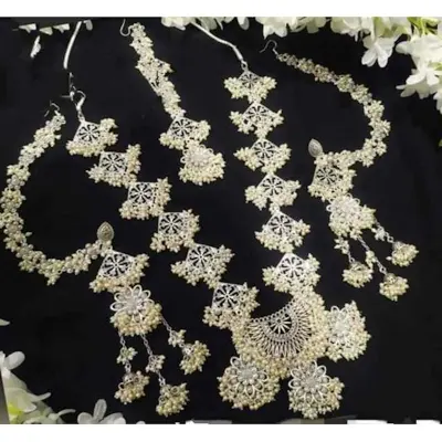 Picture of Gorgeous Party Wear Antique Silver locket Pendant Necklace / Chain Necklace / Choker Necklace for Women / Jewelry set for women Necklace - Multicolor