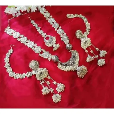 Picture of Gorgeous Party Wear Antique Silver locket Pendant Necklace / Chain Necklace / Choker Necklace for Women / Jewelry set for women Necklace - Multicolor