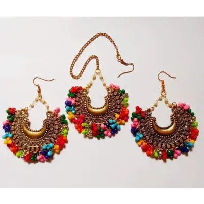 Picture of Gorgeous Party Wear Antique Silver locket Pendant Necklace / Chain Necklace / Choker Necklace for Women / Jewelry set for women Necklace - Multicolor