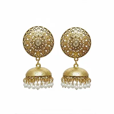 Picture of Gorgeous Party Wear Antique golden ear ring for women - Multicolor