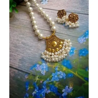 Picture of Gorgeous Party Wear Antique Silver locket Pendant Necklace / Chain Necklace / Choker Necklace for Women / Jewelry set for women Necklace