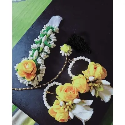 Picture of Artificial Flower Gorgeous Bridal Set4Piece set - Multicolor