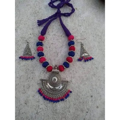 Picture of Gorgeous Party Wear Antique Silver locket Pendant Necklace / Chain Necklace / Choker Necklace for Women / Jewelry set for women Necklace