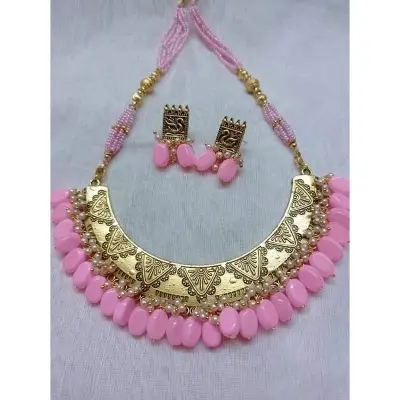 Picture of Gorgeous Party Wear Antique Silver locket Pendant Necklace / Chain Necklace / Choker Necklace for Women / Jewelry set for women Necklace - Multicolor