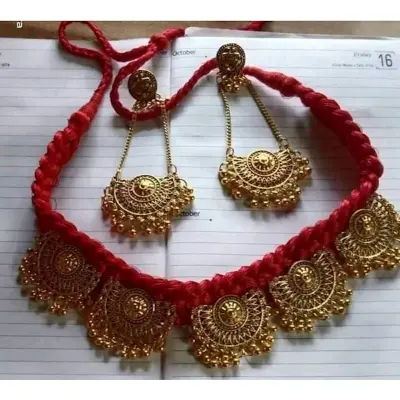 Picture of Gorgeous Party Wear Antique Silver locket Pendant Necklace / Chain Necklace / Choker Necklace for Women / Jewelry set for women Necklace - Multicolor