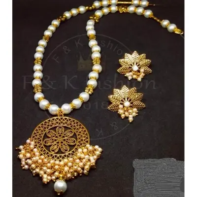 Picture of Gorgeous Party Wear Antique Silver locket Pendant Necklace / Chain Necklace / Choker Necklace for Women / Jewelry set for women Necklace - Multicolor