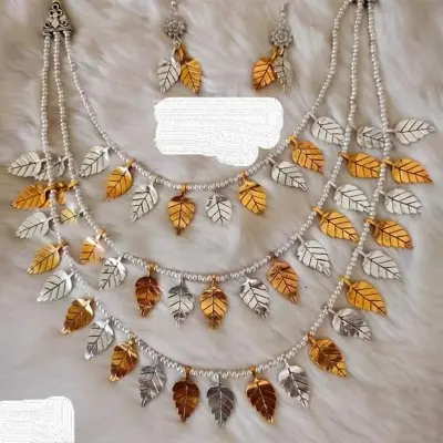 Picture of Gorgeous Party Wear Antique Silver locket Pendant Necklace / Chain Necklace / Choker Necklace for Women / Jewelry set for women Necklace - Multicolor