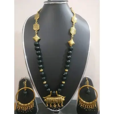 Picture of Gorgeous Party Wear Antique Silver locket Pendant Necklace / Chain Necklace / Choker Necklace for Women / Jewelry set for women Necklace - Multicolor