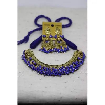 Picture of Gorgeous Party Wear Antique Silver locket Pendant Necklace / Chain Necklace / Choker Necklace for Women / Jewelry set for women Necklace - Multicolor