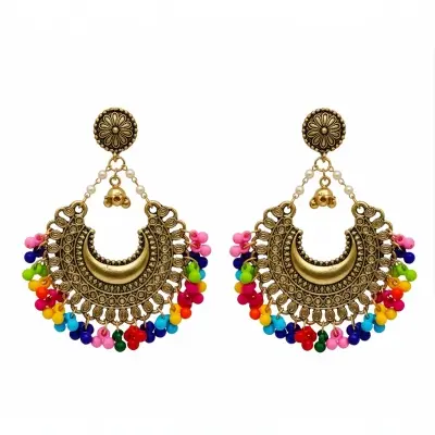 Picture of Gorgeous Party Wear Antique Silver locket Pendant Necklace / Chain Necklace / Choker Necklace for Women / Jewelry set for women Necklace - Multicolor