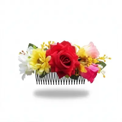 Picture of Artificial kathgolap flower hair clip for girls and women - 1 PCs. - Multicolor