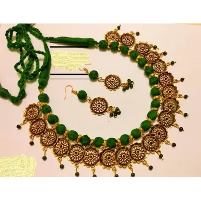 Picture of Gorgeous Party Wear Antique Silver locket Pendant Necklace / Chain Necklace / Choker Necklace for Women / Jewelry set for women Necklace - Multicolor