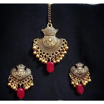 Picture of Gorgeous Party Wear Antique Silver locket Pendant Necklace / Chain Necklace / Choker Necklace for Women / Jewelry set for women Necklace - Multicolor