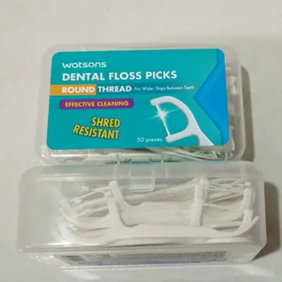 Picture of Watsons Round Thread Dental Floss Picks 50 Pieces