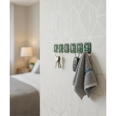 Picture of Wall Hook Easy Installation Strong Adhesive Towel Hook Key Organizer Wall Hook 6 pcs set -1 set - Multicolor