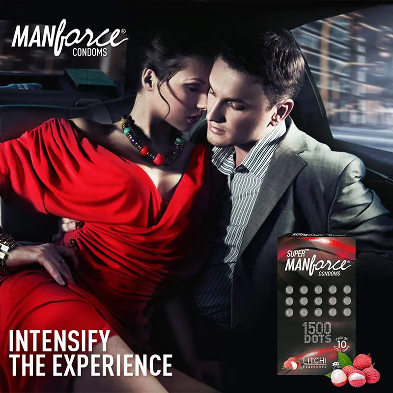 Picture of Manforce Super 1500 Dots Litchi Flavour Condom 10 Pcs