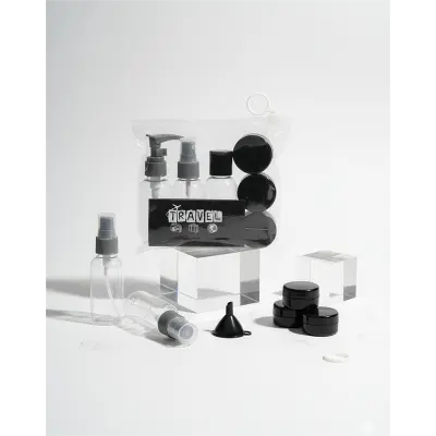 Picture of Refillable Cosmetic Container Kit Travel Bottle Set – 8 Piece (Black) - Black