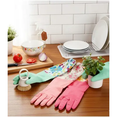 Picture of High Quality Multicolor Silicone Kitchen Hand Gloves for Dish Washing - 1 Pair - Multicolor