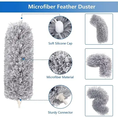 Picture of Fan Cleaning Flexible Mop for Home, Car, Kitchen, Office Extendable Duster - Grey