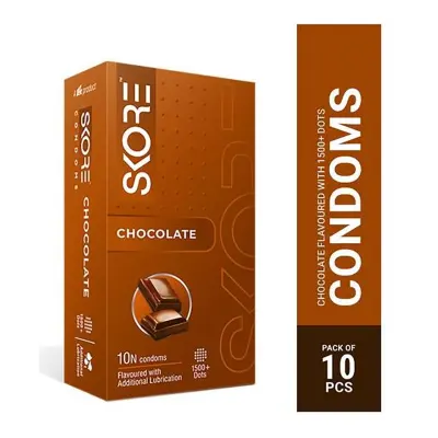 Picture of Skore Chocolate Flavoured 1500+ Dots Condom 10 Pcs Pack - Chocolate