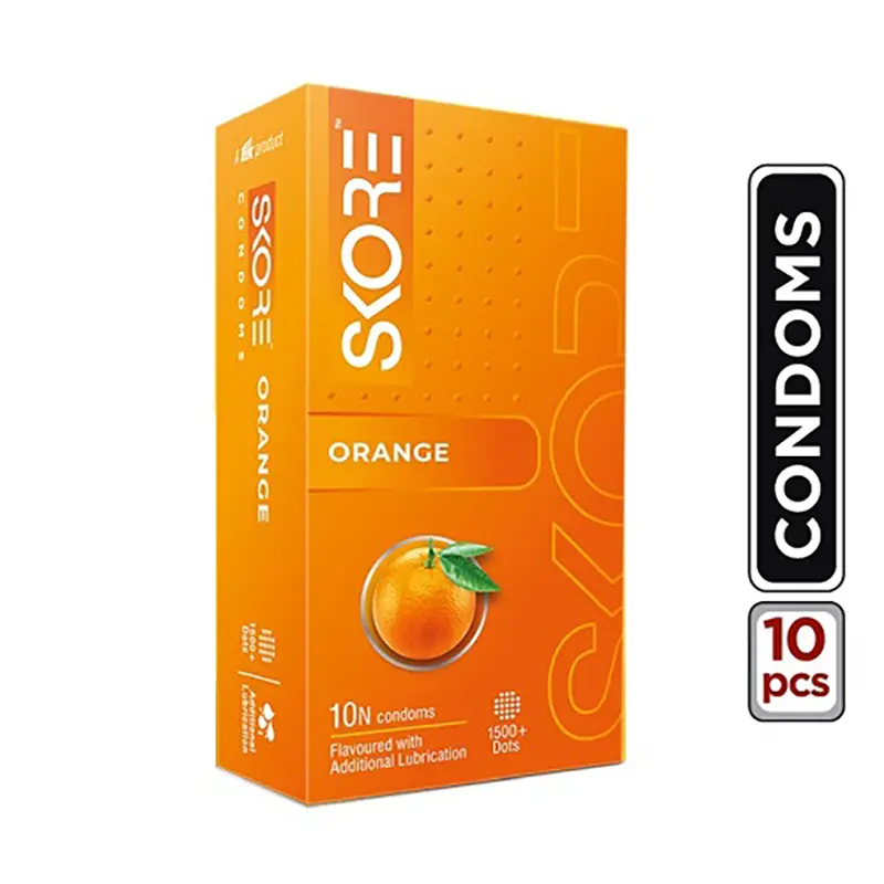 Picture of Skore Orange Flavoured Condom - 10 Pcs - Orange