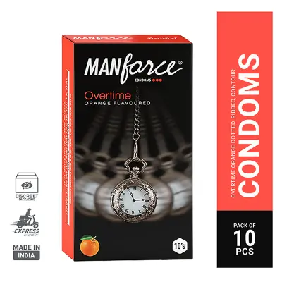 Picture of Manforce Overtime Orange Flavoured Condom- 10 Pcs