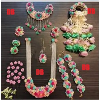 Picture of Artificial Flower Jewellery 24 Pcs Bangle/Bracelets Bridal/Holud/Boishakh Fashion For Women