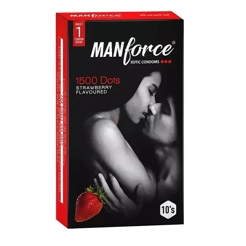 Picture of Manforce Strawberry 1500 Dots Condom - 10 Pcs