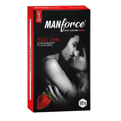 Picture of Manforce Strawberry 1500 Dots Condom - 10 Pcs