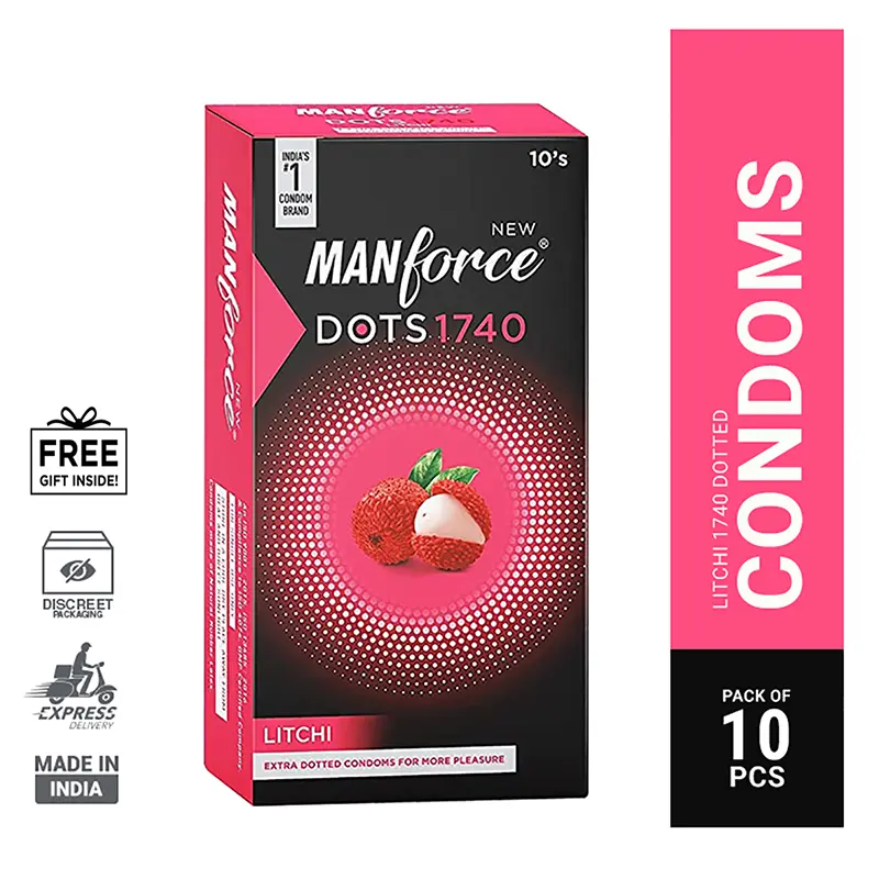 Picture of Manforce Dots 1740 Litchi Flavoured Condom -10 Pcs