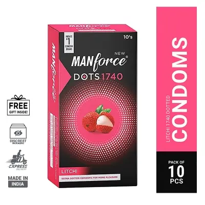 Picture of Manforce Dots 1740 Litchi Flavoured Condom -10 Pcs