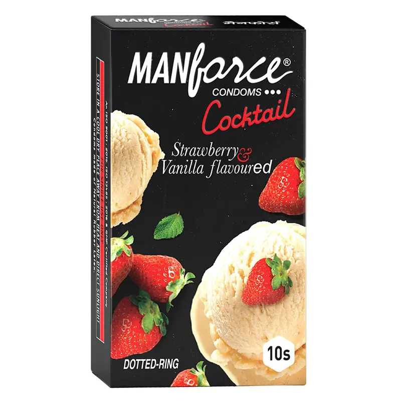 Picture of Manforce Cocktail Strawberry & Vanilla Flavoured condom -10 Pcs
