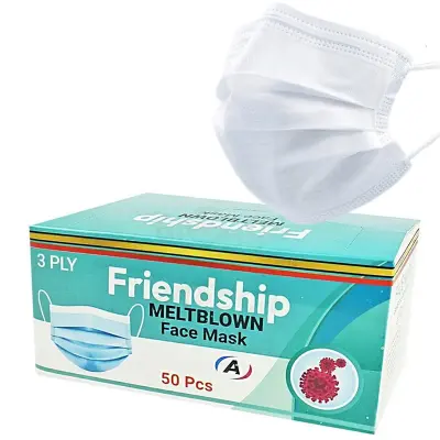 Picture of Friendship Meltblown 3ply Face Mask (WHITE) 50 pcs box - White