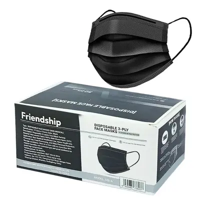 Picture of Friendship Meltblown 3ply Face Mask (BLACK) 50 pcs box - Black